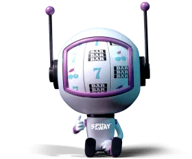 SpinAway robot mascot sitting